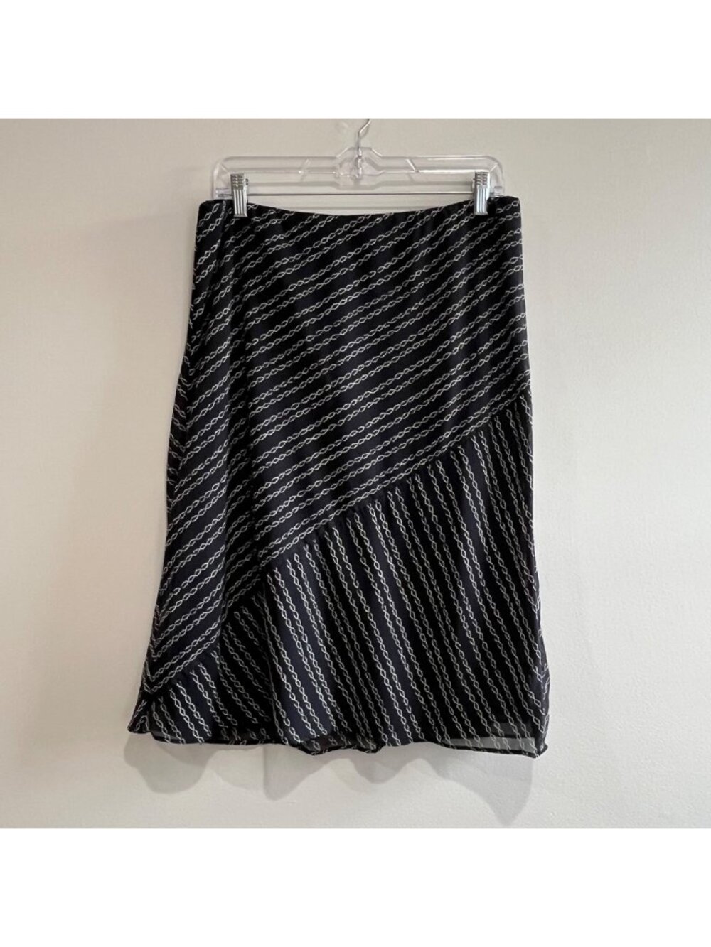 George Sheer Midi Skirt Womens 12 Black Y2K 90s Lined Elastic Waist